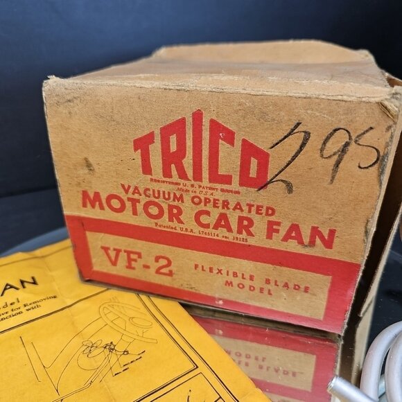 Vintage TRICO Vacuum Operated Motor Car Fan VF-2 Flexible Blade Model Box Paper - Picture 10 of 11